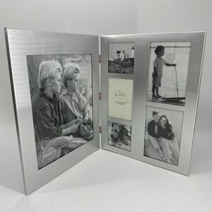 Carr Brushed Metal Photo Collage Frame Holds Multi-Photos Hinged Design